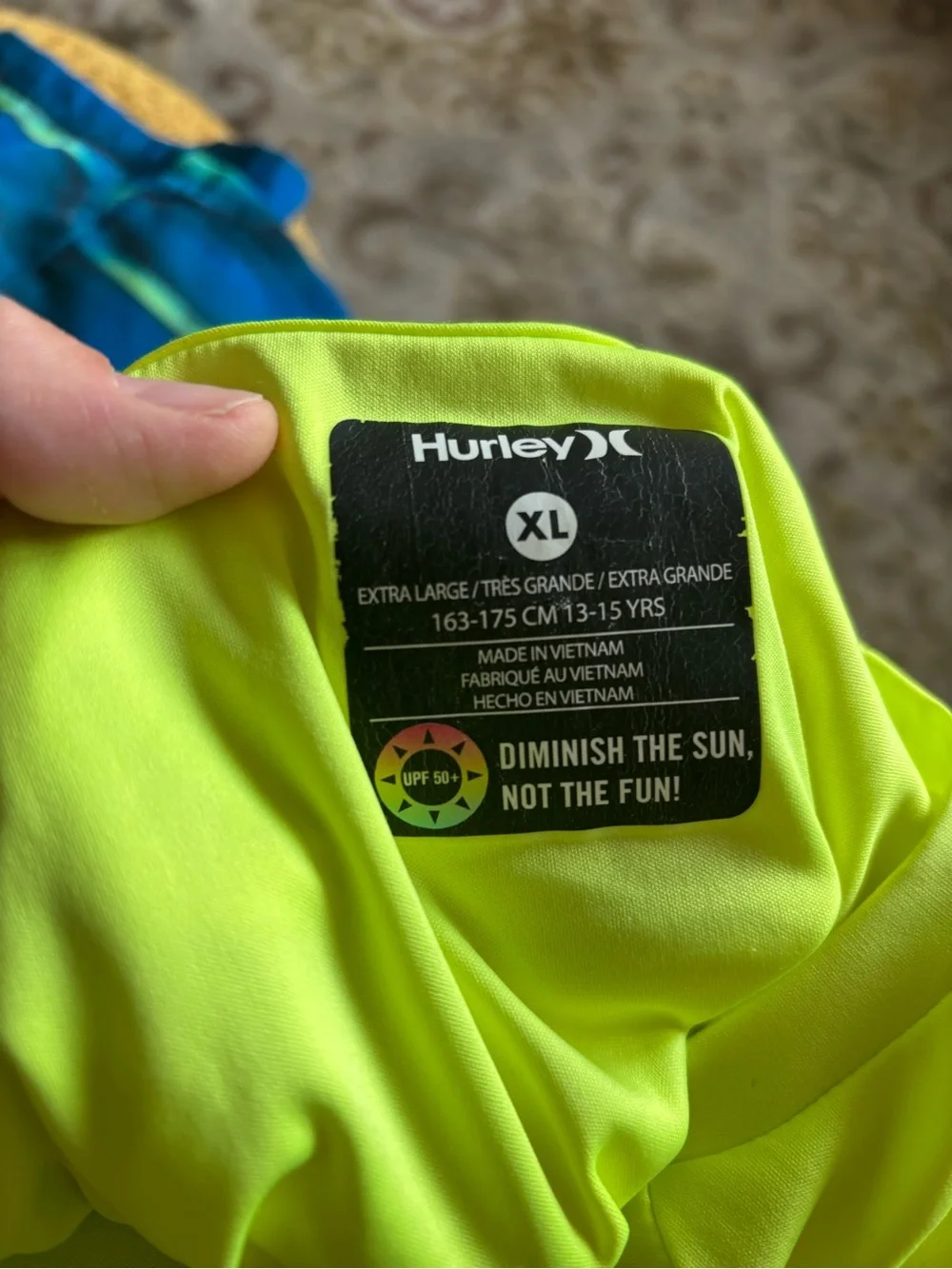 Hurley Blue & Neon Green Boys' swim Shorts